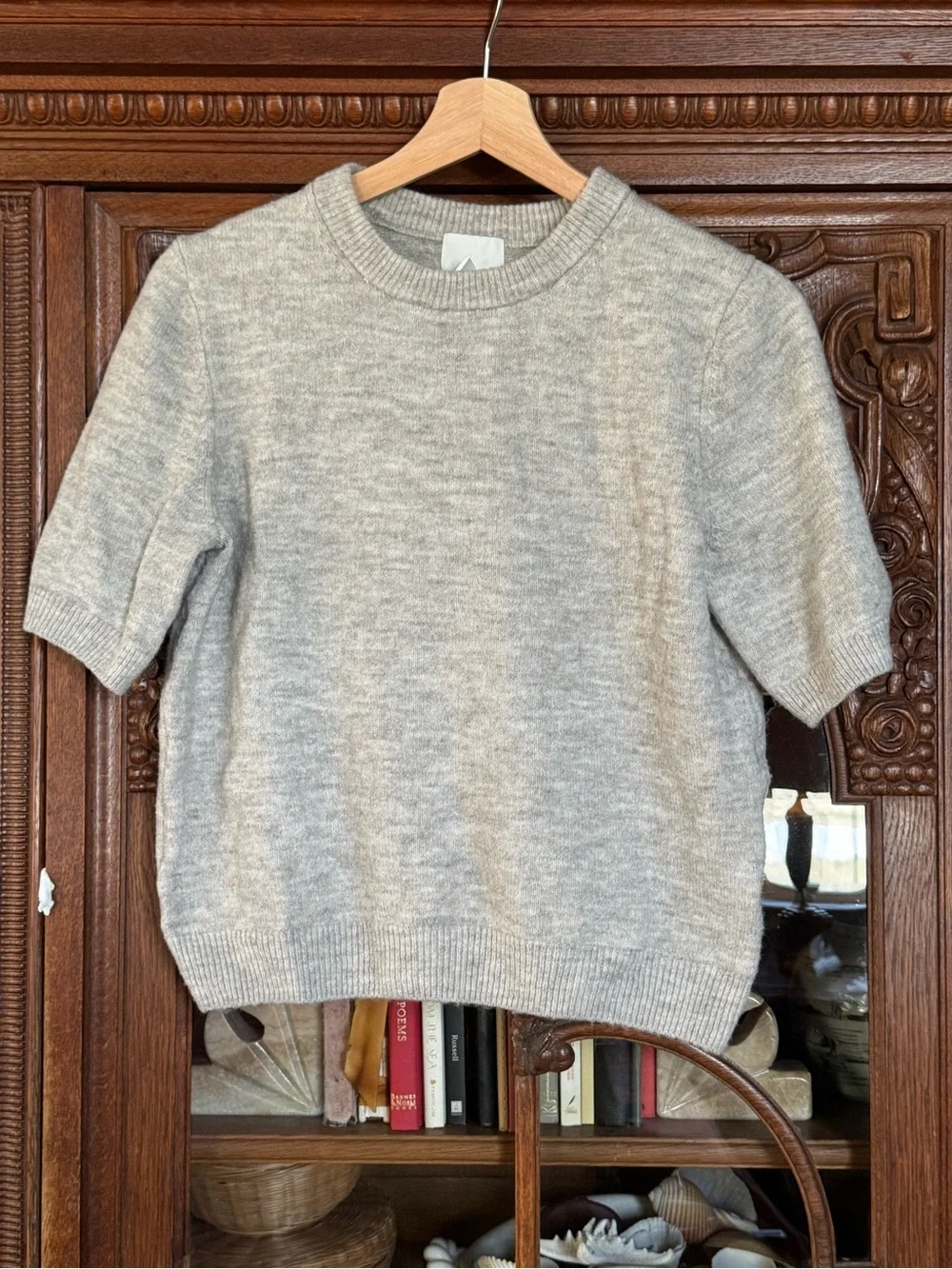 H&M Oatmeal Crewneck Short-Sleeve Sweater